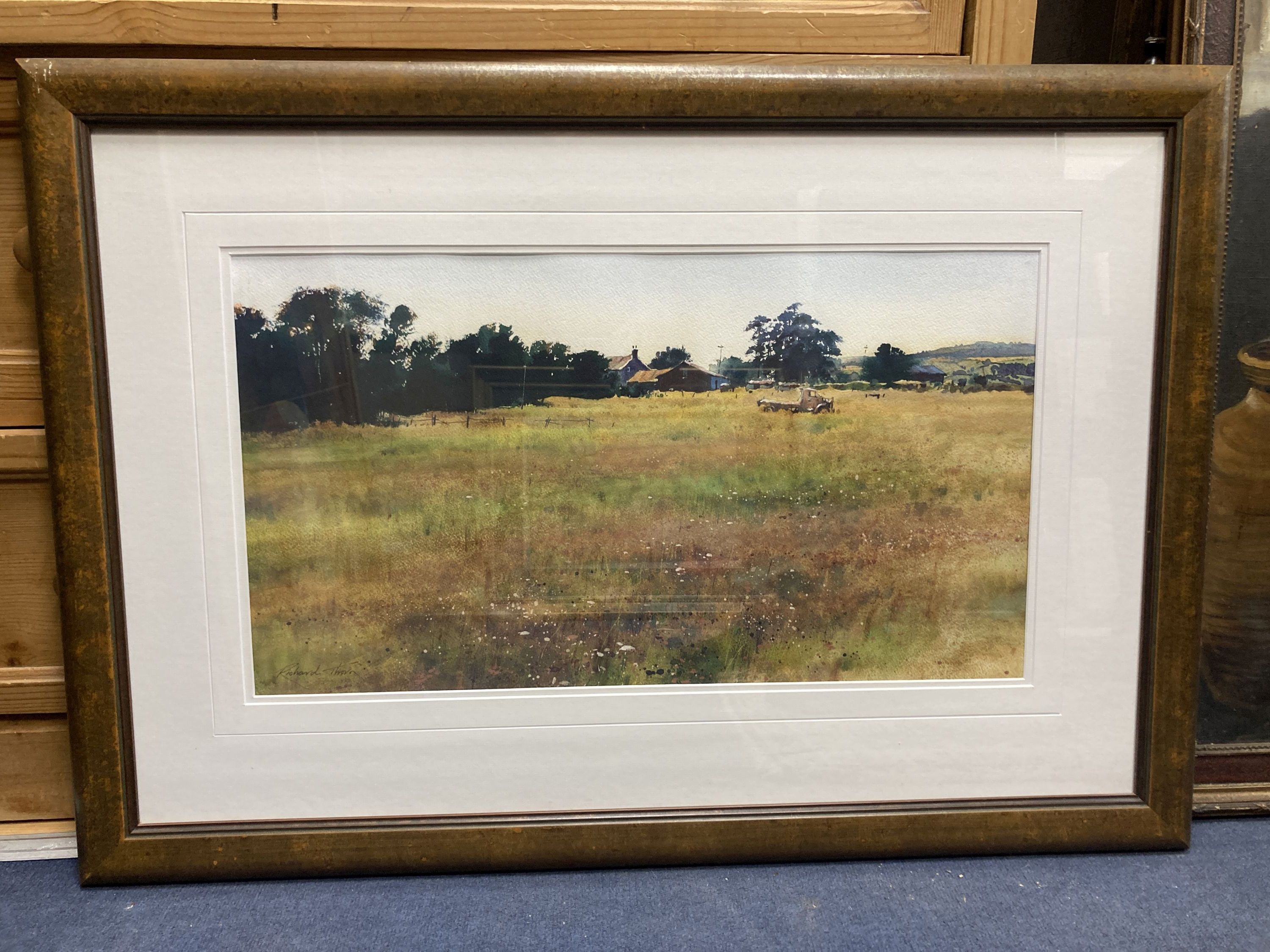 Richard Thorn (b.1952), watercolour, Out to Grass, Bourne Gallery label verso, 35 x 63cm